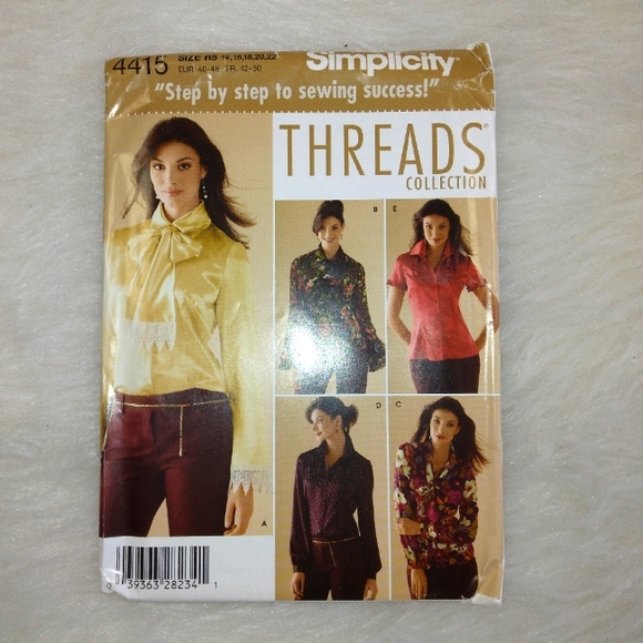 Simplicity 4415 Misses blouse in 5 styles w/optional self tie. Sz 14-22 - Picture 1 of 5